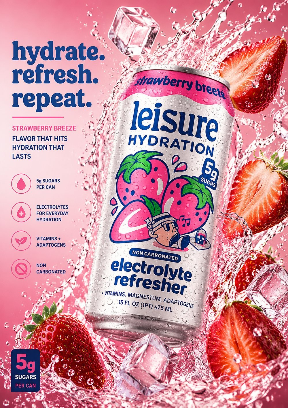 Leisure Hydration — Strawberry Breeze electrolyte refresher